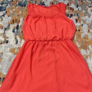 Bright orange sleeveless chiffon ladies tank dress size medium women clothes